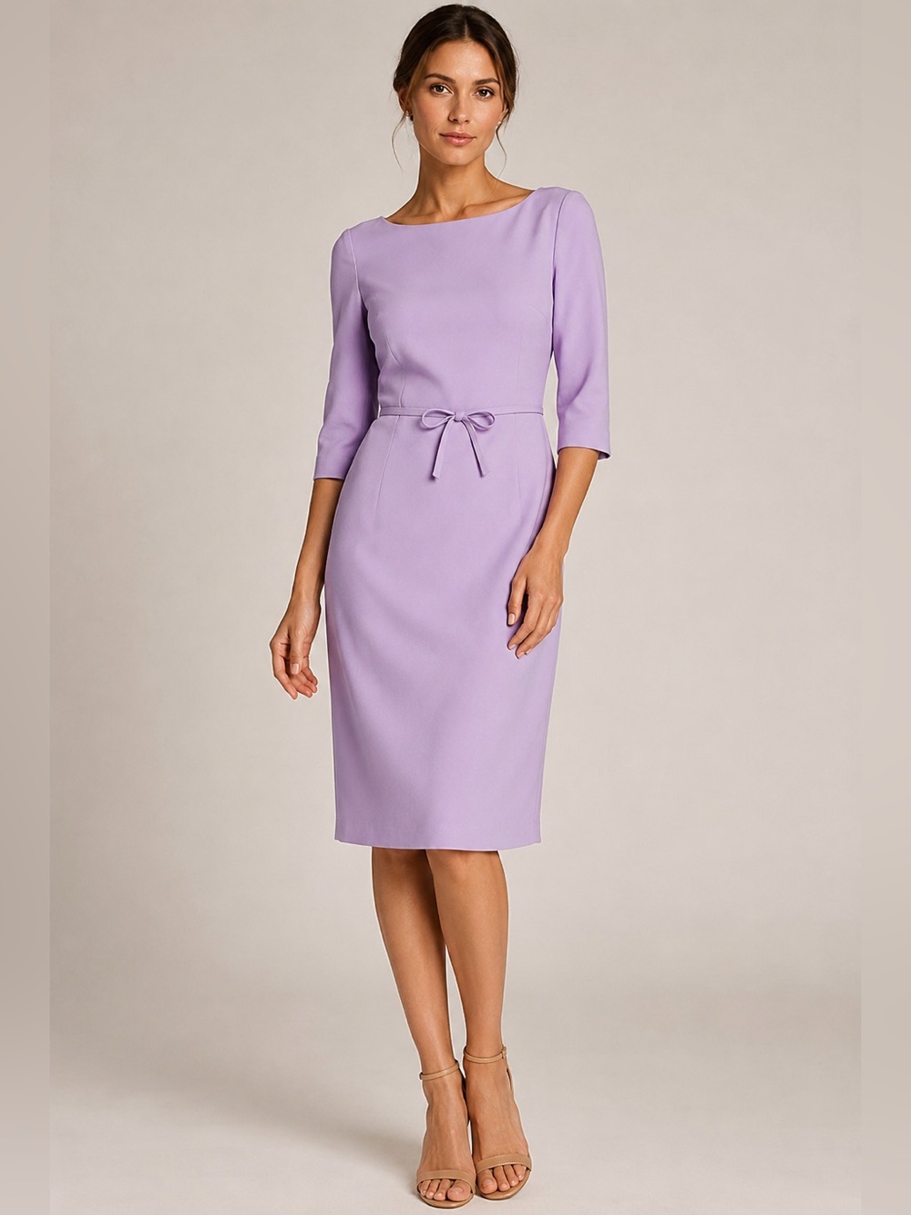 Carolina Herrera Lavender Virgin Wool Sheath Dress Size 8